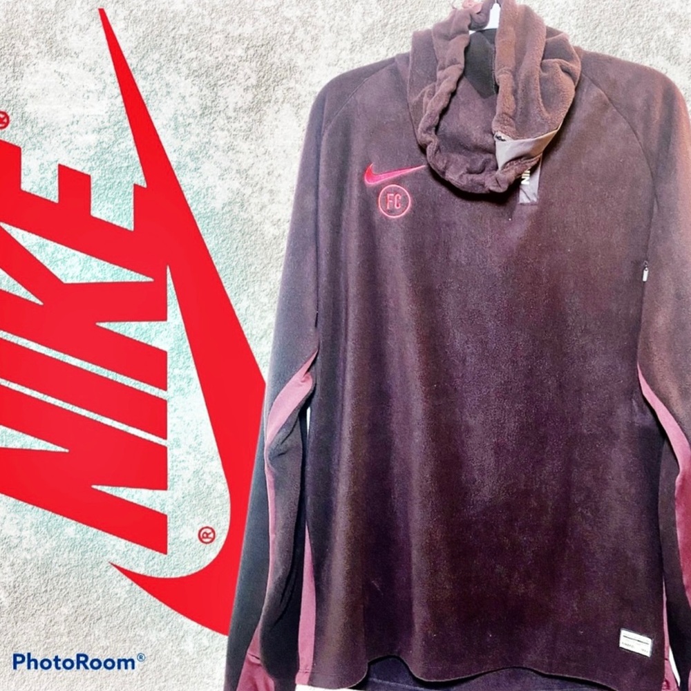 Nike FC Winter Drill Shirt Fleece Pullover in Plum, Size XL